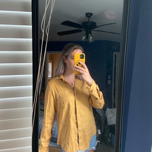 Mustard Button Down - Picture 3 of 4